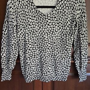 Talbots Black and White Patterned Sweater